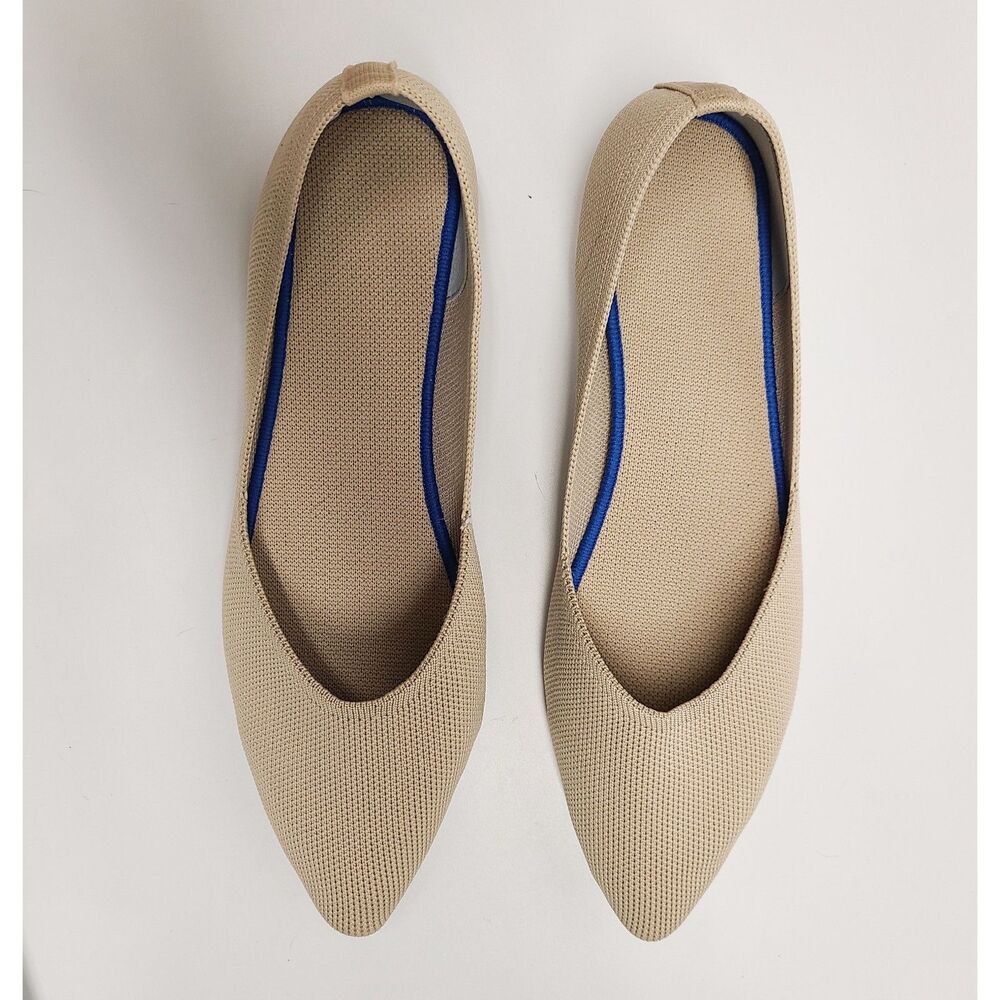 NEW Pointed Toe Tan Knit Flats Women’s Size 10 Sustainable Comfort Washable